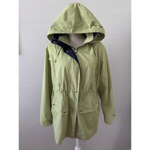 Vintage Mackintosh New England Green Hooded Raincoat Adjust Waist‎ Size Medium